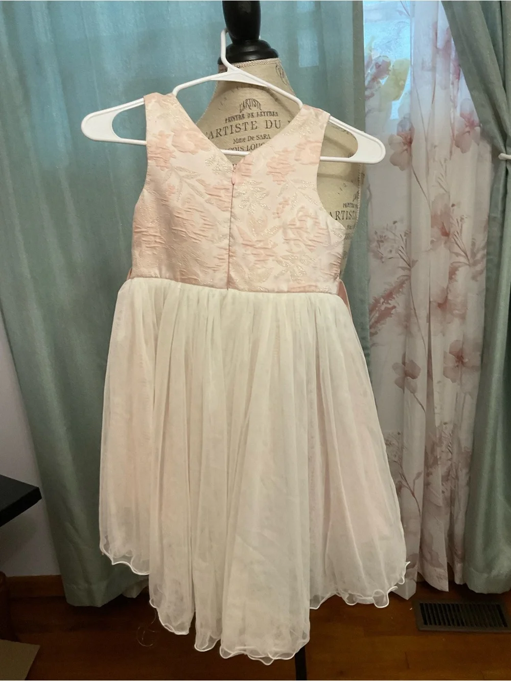 American Princess Blush Pink and Ivory Tulle Party Dress with Bow